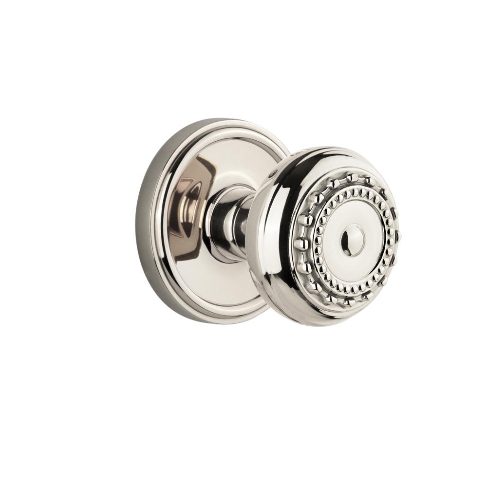 Grandeur by Nostalgic Warehouse GEOPAR Complete Privacy Set Without Keyhole - Georgetown Rosette with Parthenon Knob in Polished Nickel
